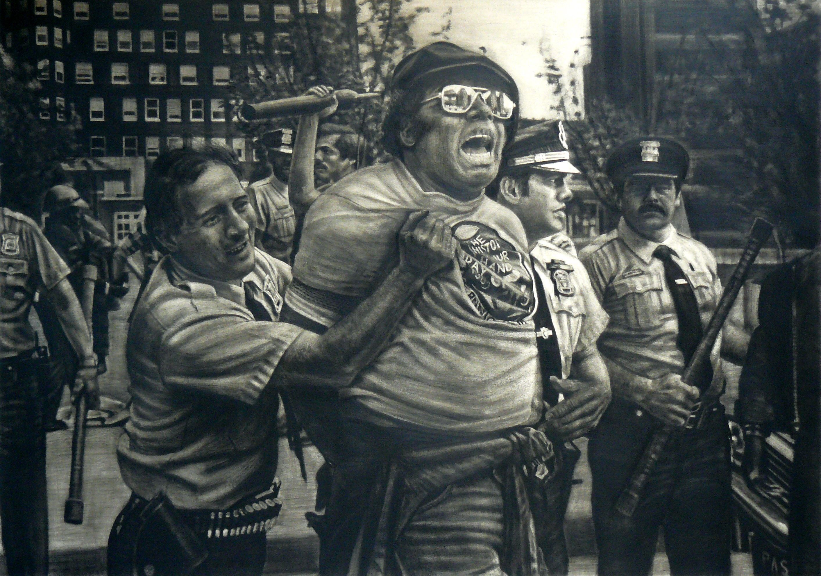 'Detroit Police Arrest Commie Leader' Oil on Canvas 122 x 173 cms 2013