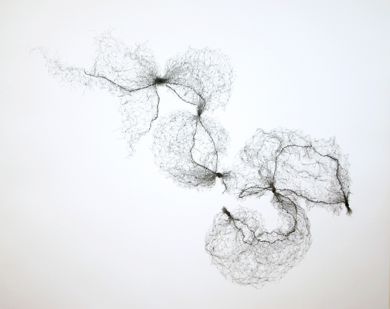 Tied Hairnets no 2 (2014). Ink on paper. 152cm x 121cm